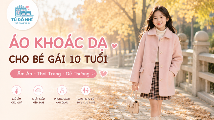 Áo khoác dạ cho bé gái 10 tuổi